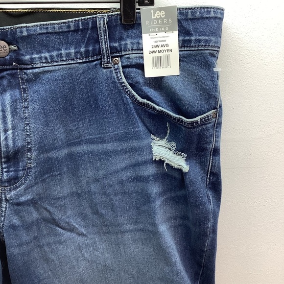 Lee Riders 24W Indigo Women's Plus Size Distressed Cuffed Denim Shorts. New - Picture 5 of 10